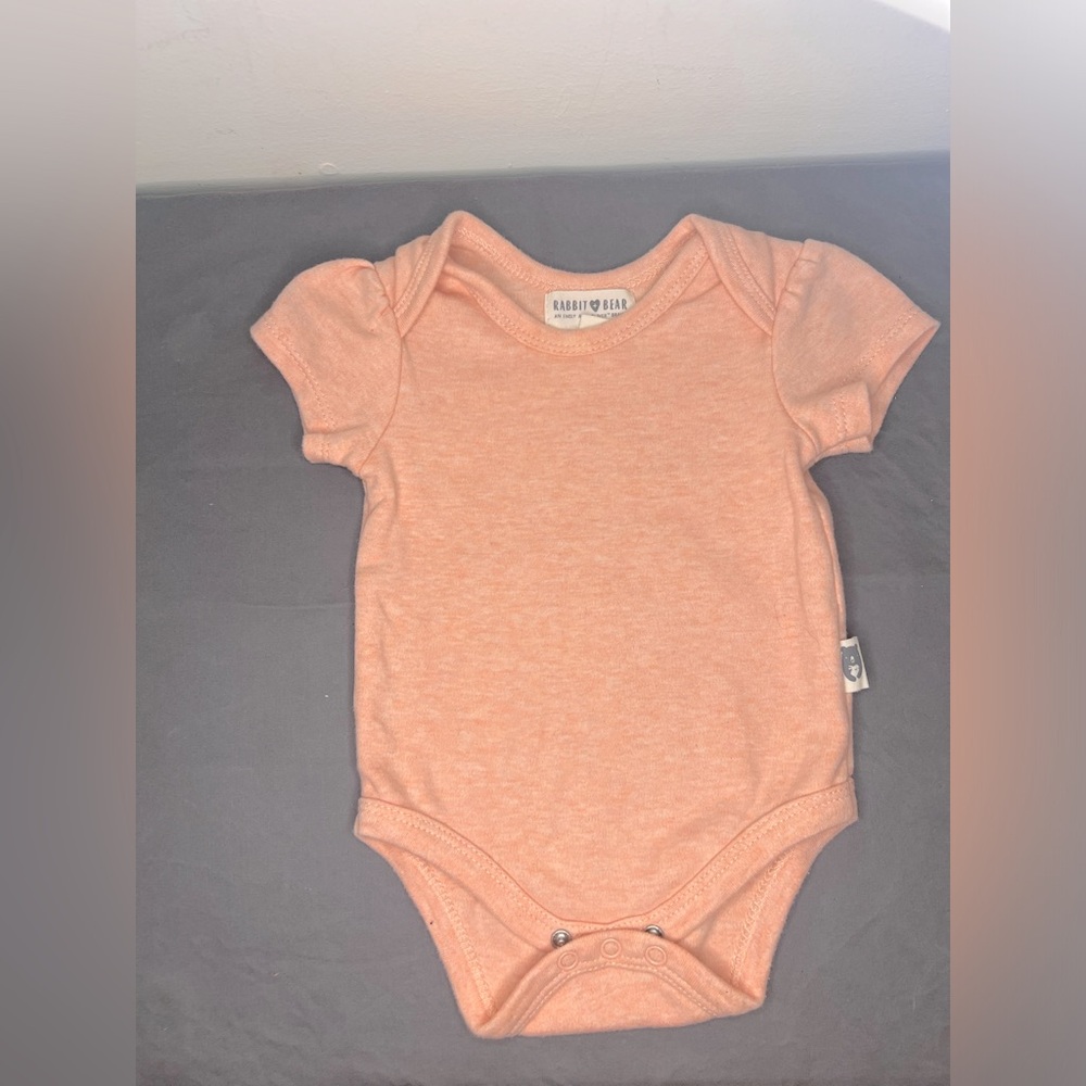 4/$25 Rabbit and Bear pink onesie size 0-3 months.